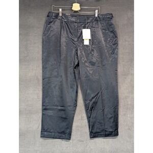 Jones New York Single Pleat Slim Pants Stretch Satiny Black Holiday Pant 16W NWT